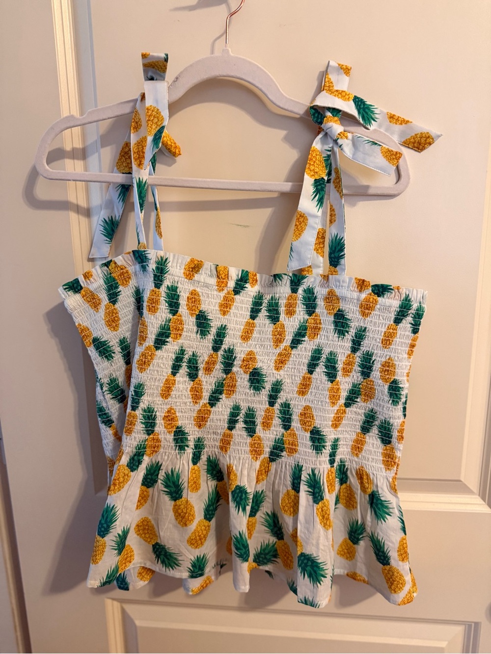 J. Crew Pineapple Print Smocked Top - Yellow & Green